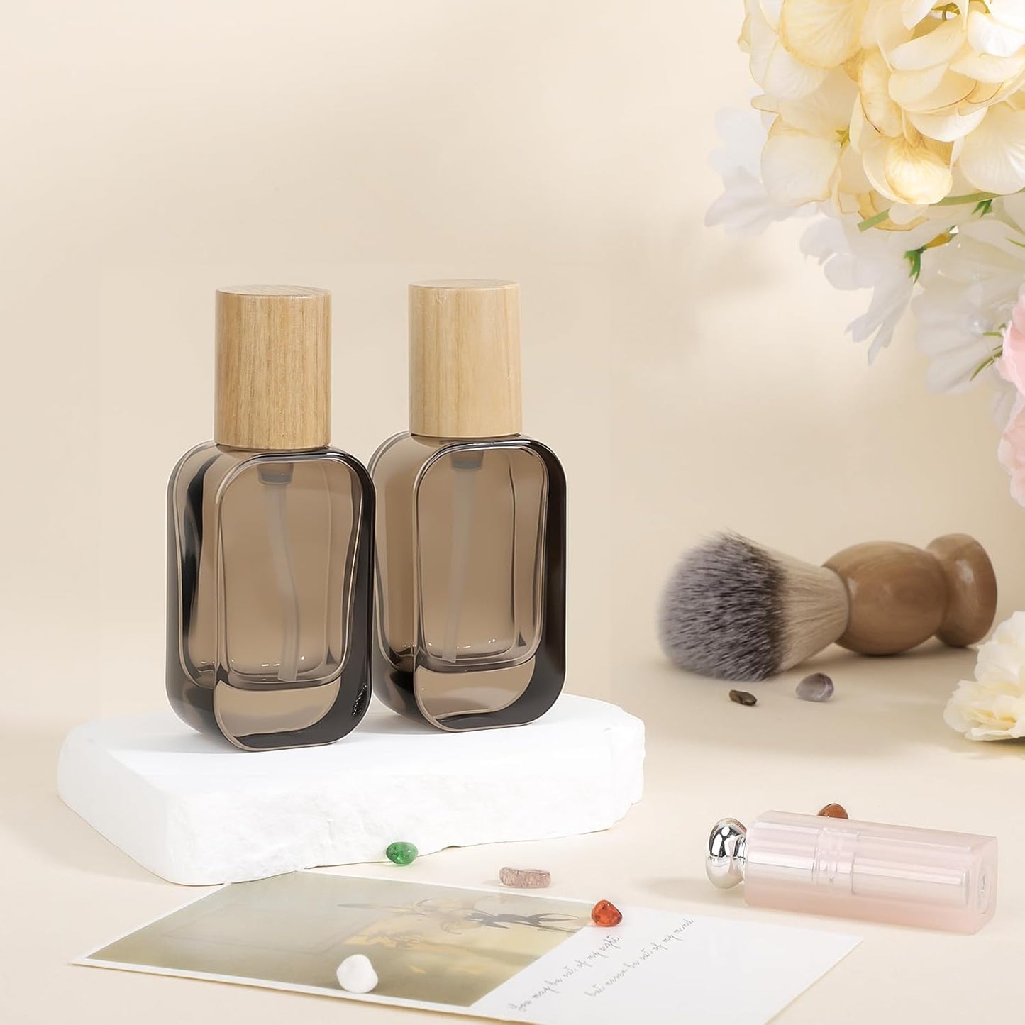 Segbeauty 1oz Glass Pump Bottle Dispenser Empty for Moisturizer, 2pcs Mini Travel Bottles Refillable, 30ml Glass Travel Containers for Cream Foundation Oils, Black Small Lotion Bottle with Pump