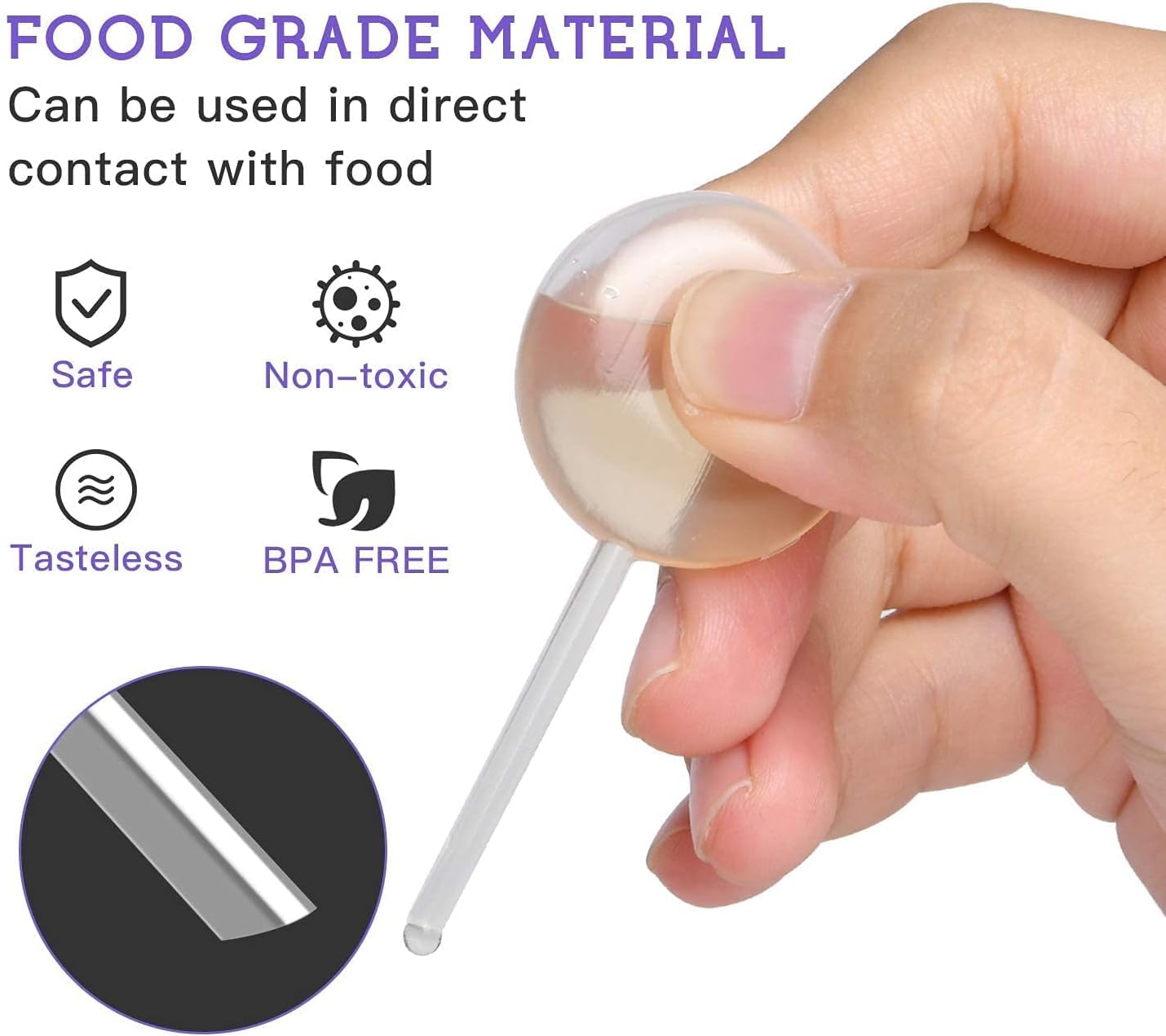 100 Pieces 4ml Cupcake Pipettes, Food Grade Plastic Disposable Pipettes Mini Liquid Injector (100-B)