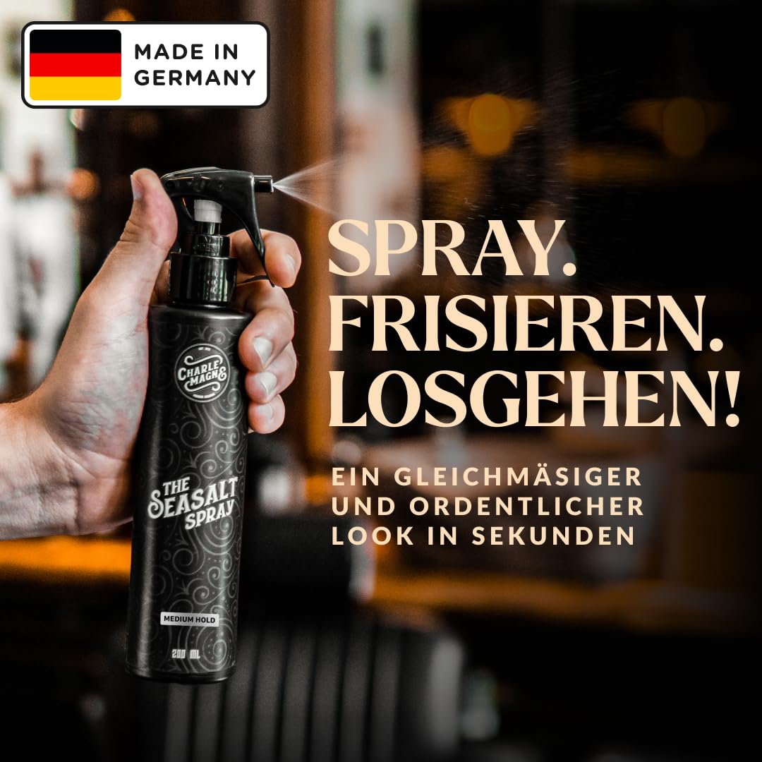 Sea Salt Spray for Men - Salt Water Texture & Volume Spray for Men’s Beach Waves & Curls with Heat Protection 200 ml - Made in Germany (6.76 Fl Oz, Medium Hold (Pack of 1))