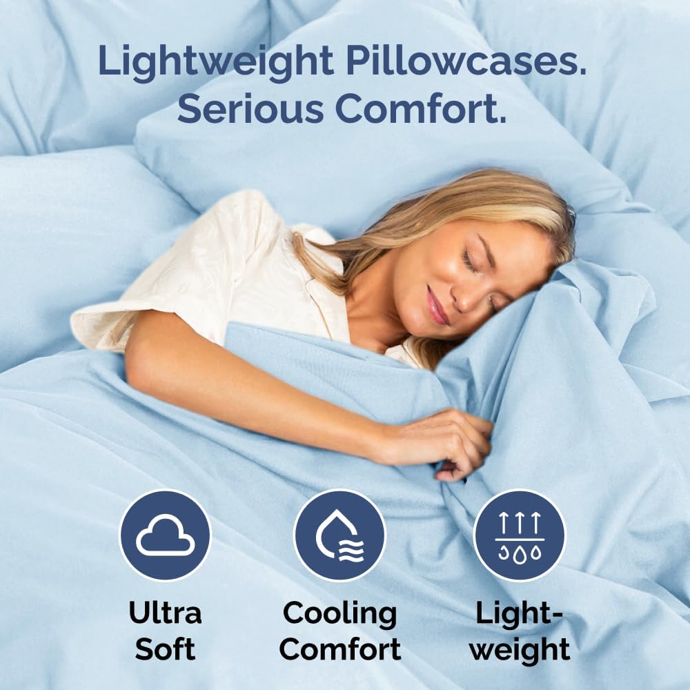 King Pillow Cases Set of 4 - Ultra Soft Hotel Quality Pillowcase Covers - Comfy, Cozy & Wrinkle Free - Shrinkage, Stain and Fade Resistant - Machine Washable Pillow Protectors - 4 Piece Set - Sky Blue
