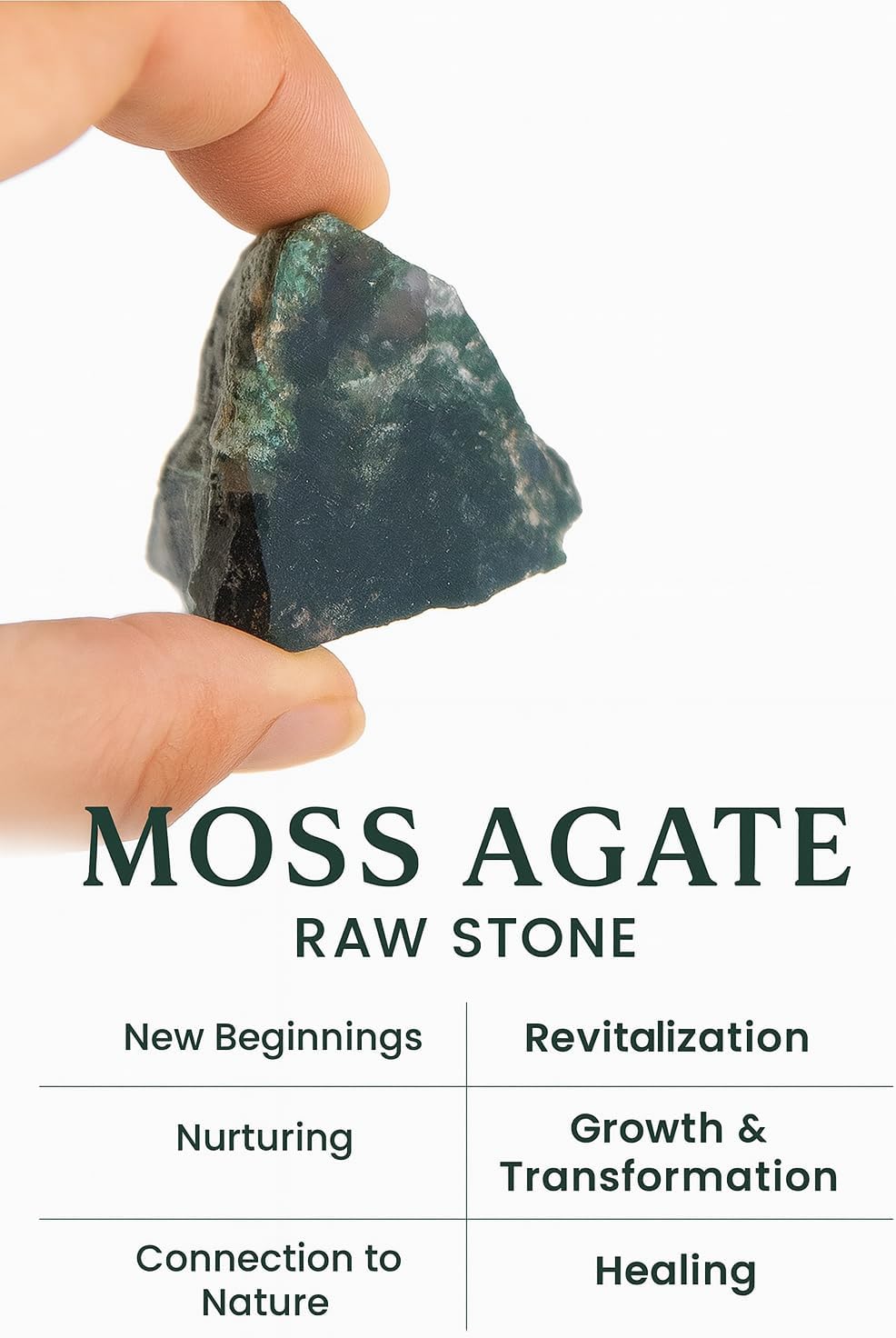Moss Agate Raw Crystals – Large 1.25-2.0” Natural Healing Stones for Grounding, Emotional Balance, Meditation, Reiki, Energy Work, Wire Wrapping, Tumbling & Spiritual Nature Decor