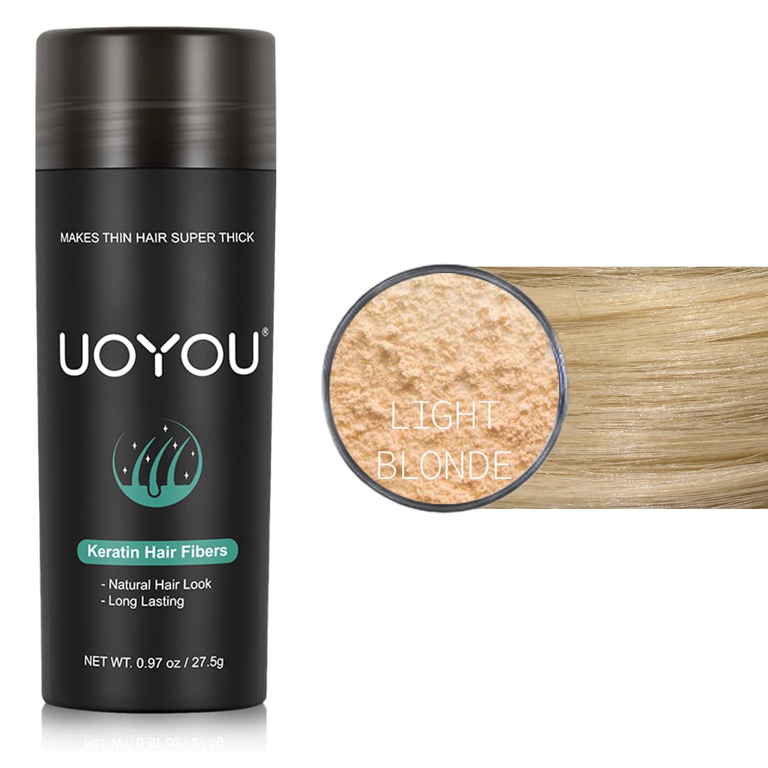 LIGHT BLONDE Hair Fibers for Thinning Hair 27.5g Bottle | Undetectable & Natural Keratin Hair Fibers Concealer for Hair Loss for Men and Women | Hair Building Fibres Powder [LIGHT BLONDE Hair Fiber]