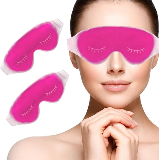 Cooling Eye Mask, Reusable Cold Eye Mask for Hot Cold Treatment for Eye Strain, Eye Swelling, Eye Redness, Puffy Eyes, Dark Circles, Smooth Fine Lines and Eye Recover Surgery. 2 Packs (Pink)
