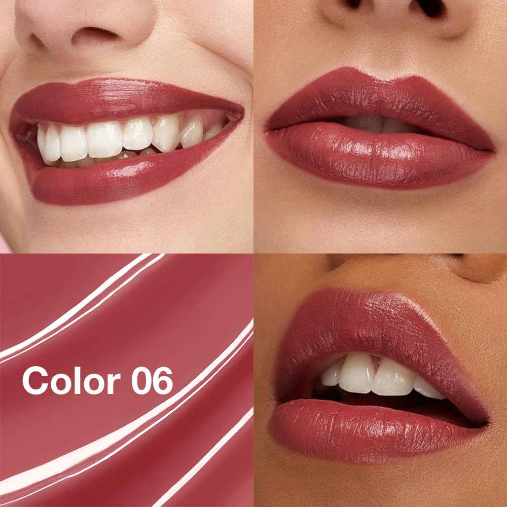 Ruby Brown Tinted Lip Balm, Hydrating Sheer Soft Matte Finish Lipstick for Women, Creamy Natural Color Lip Tint Balm Lightweight And Non-greasy Lip Glow Long Lasting Waterproof for Dry Lips 06#