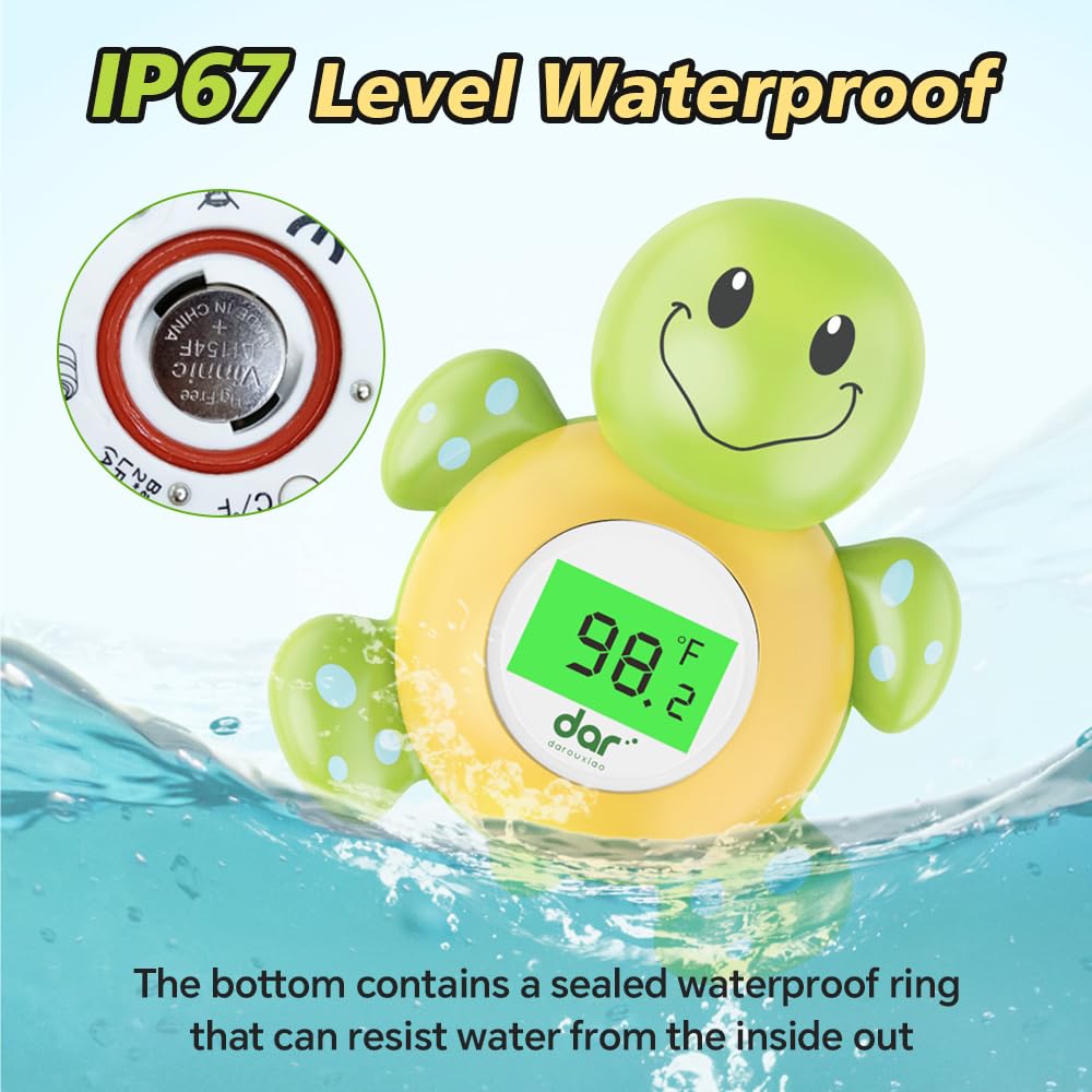 Baby Bath Thermometer, Digital Water Temperature Thermometers with 3 Color Backlit and Temperature Warning, Safety Bath Tube Thermometers Floating Toy for Infant, Toddler