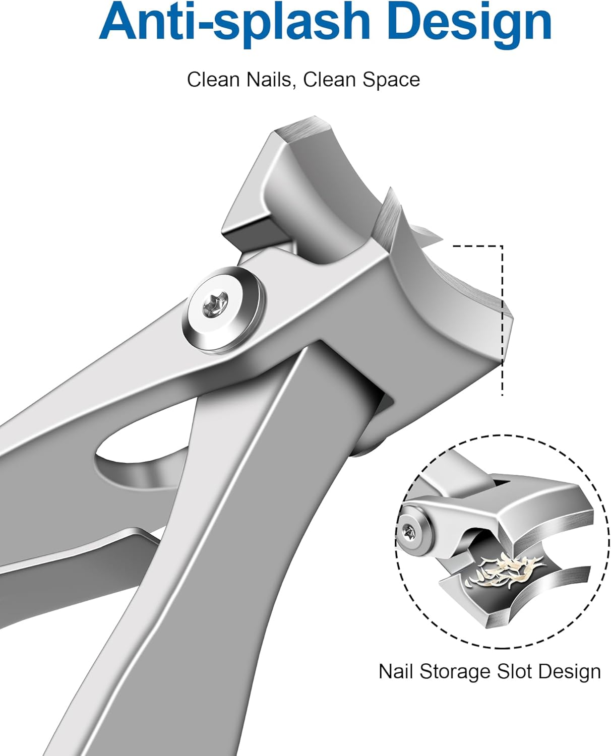 Nail Clippers for Men Thick Nails, Heavy Duty Large 19MM Wide Jaw Opening Ultra Sharp Fingernail and Toenail Clipper for Seniors, Adult, Silver