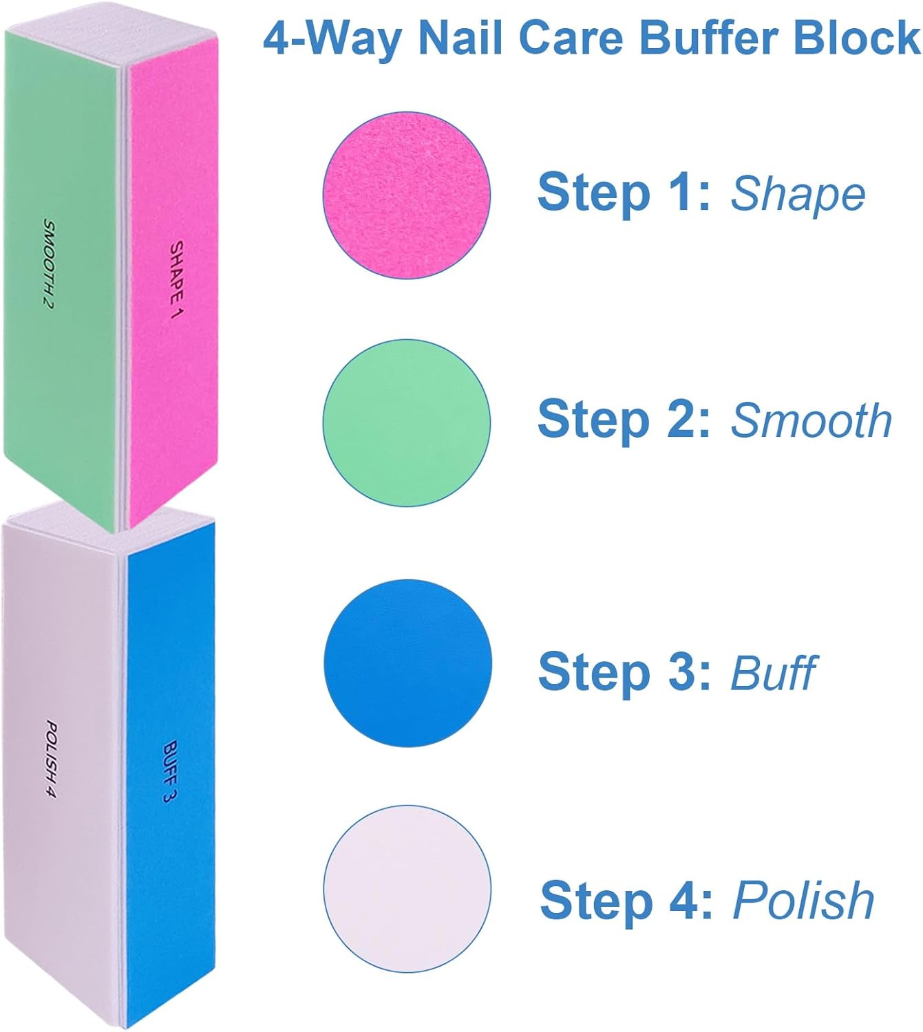 4 Way Nail Buffer Block (6 pcs), Nail Shine Buffers Blocks Files for Natural and Acrylic Nails Smoother Buffing Block Polisher Fingernail File Buffer 120/240/600/3000 Grit for Buffing Shinning