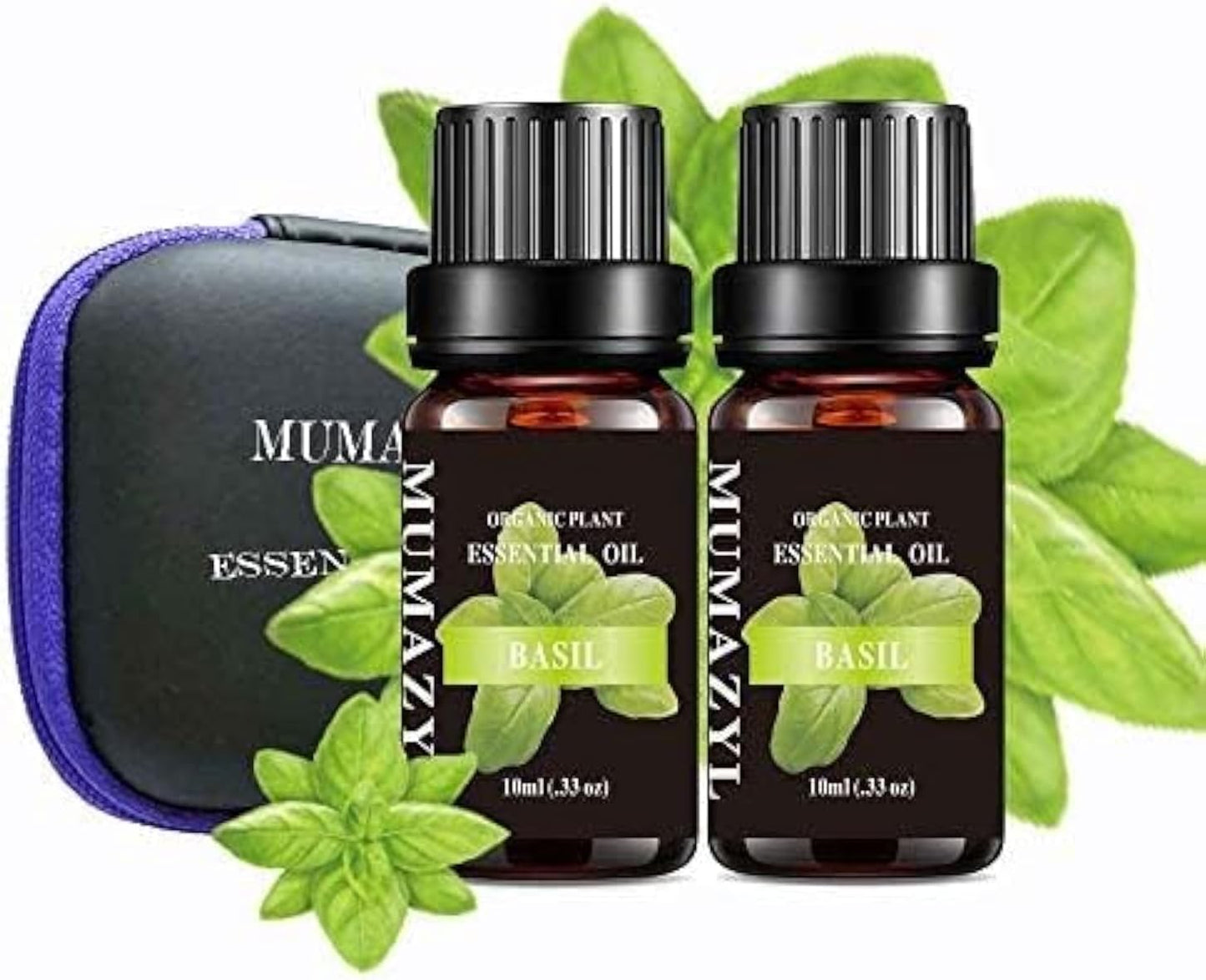 Basil Essential Oil, Basil Oil for Diffuser Humidifier Yoga Cleaning DIY Candle Soap Making Essential Oils 2 Pack x10ml