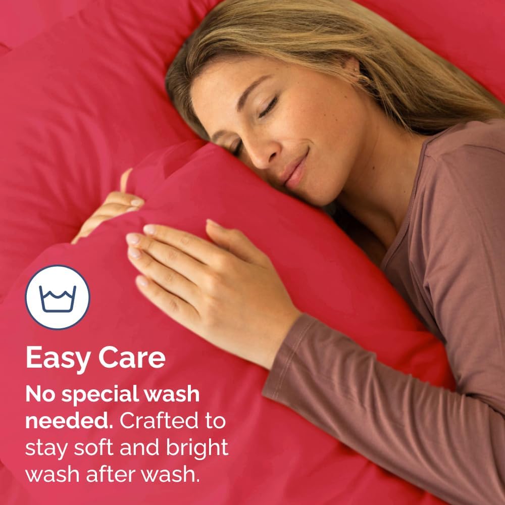 King Pillow Cases Set of 2 - Ultra Soft Hotel Quality Pillowcase Covers - Comfy, Cooling & Wrinkle Free - Shrinkage, Stain and Fade Resistant - Machine Washable Pillow Protectors - 2 Piece Set - Red