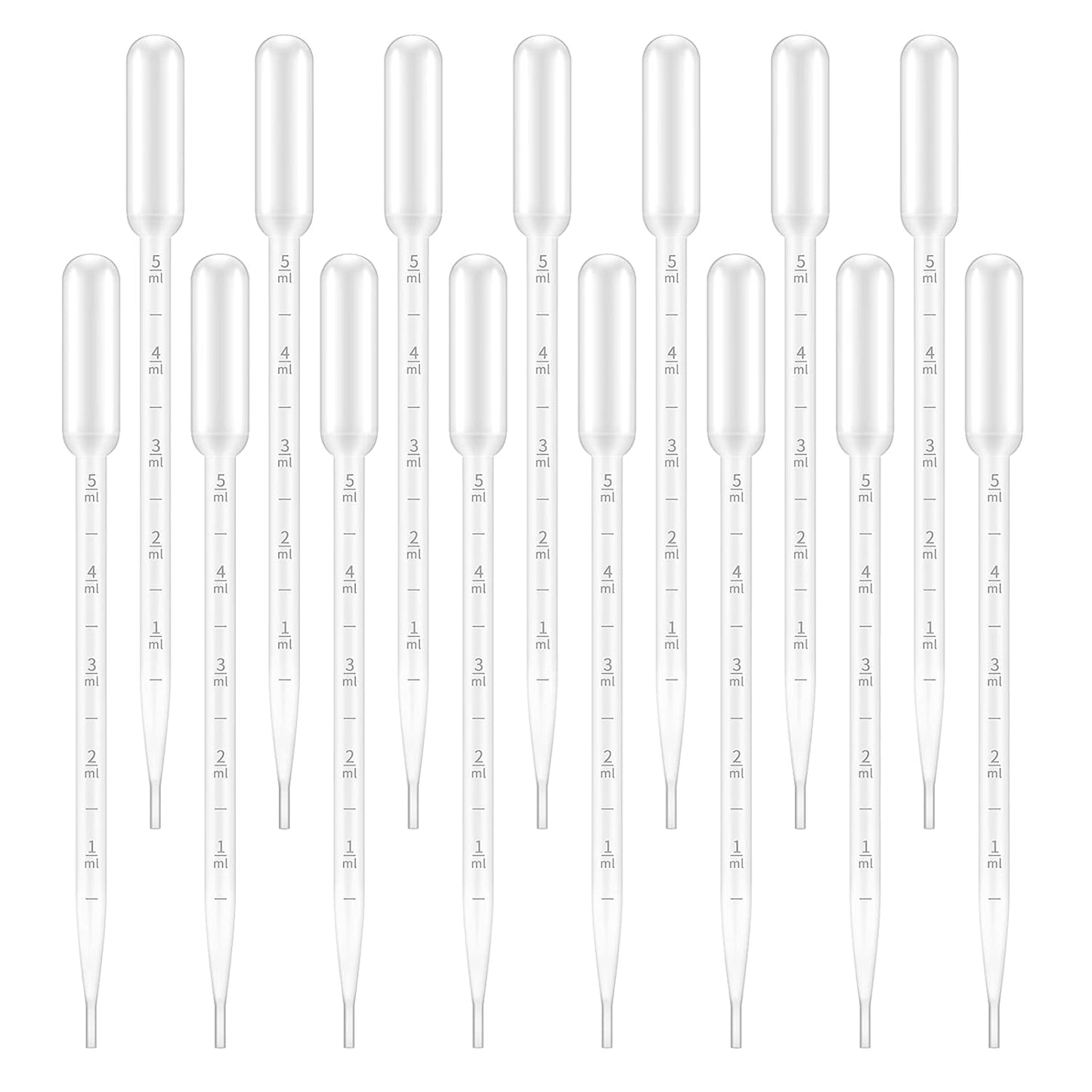 G2PLUS 100PCS 5ml Transfer Pipettes, Plastic Graduated Pipettes, Calibrated Disposable Dropper for Liquid, Essential Oils, Science Laboratory, Experiment, Make up Tool