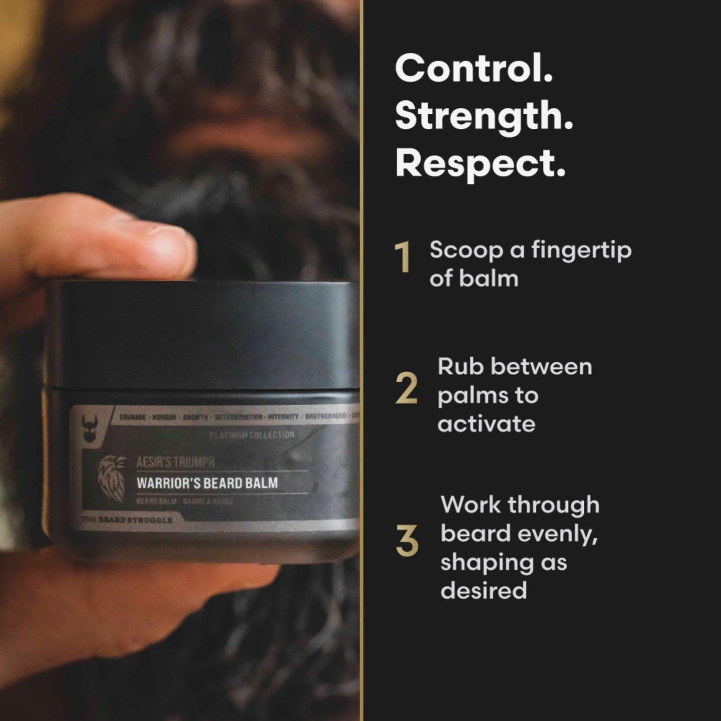 The Beard Struggle Warrior’s Beard Balm - Platinum Collection, Loki (Unscented) - Non-Greasy Low-Hold Formula, Natural Ingredients - 50g / 1.76 US. oz.
