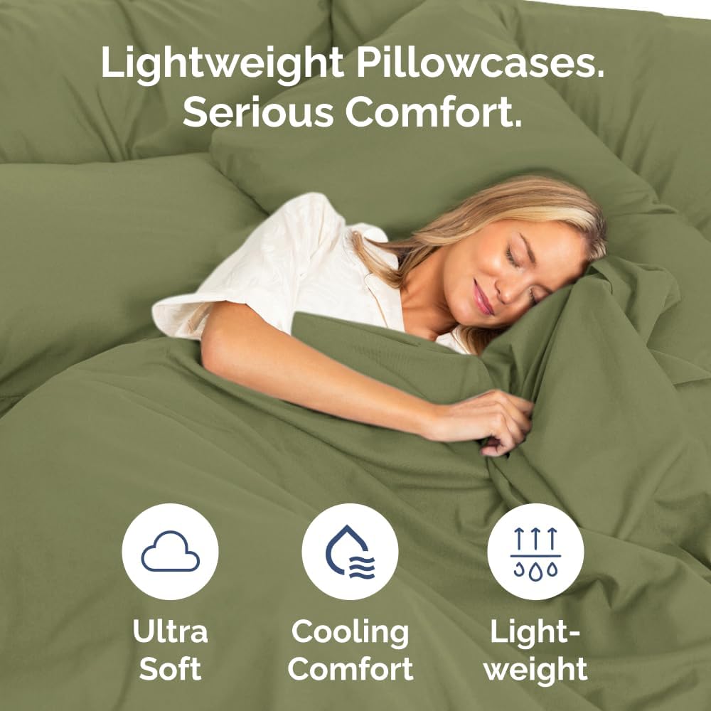 King Pillow Cases Set of 6 - Ultra Soft Hotel Quality Pillowcase Covers - Comfy. Cozy & Wrinkle Free - Shrink, Stain and Fade Resistant - Machine Washable Pillow Protectors - 6 Piece Set - Sage Green