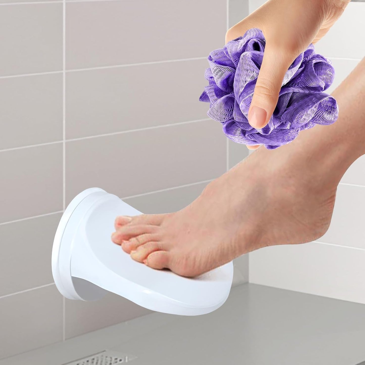 Shower Step - Shower Foot Rest for Shaving Legs, No-Hole Design, Strong Suction Cup, Non-Slip Bathroom Foot Pedal for Inside Shower Shaving Legs (1Pc)