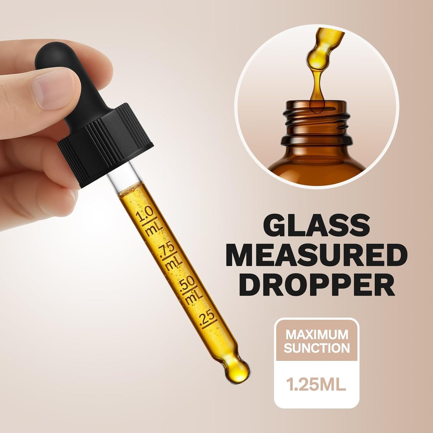 Bumobum Dropper Bottle, 1 oz Amber Glass Dropper Bottle with Measured Dropper, Empty Eye Tincture Bottles with Funnel & Labels for Essential Hair Oils Serums, 4 Pack