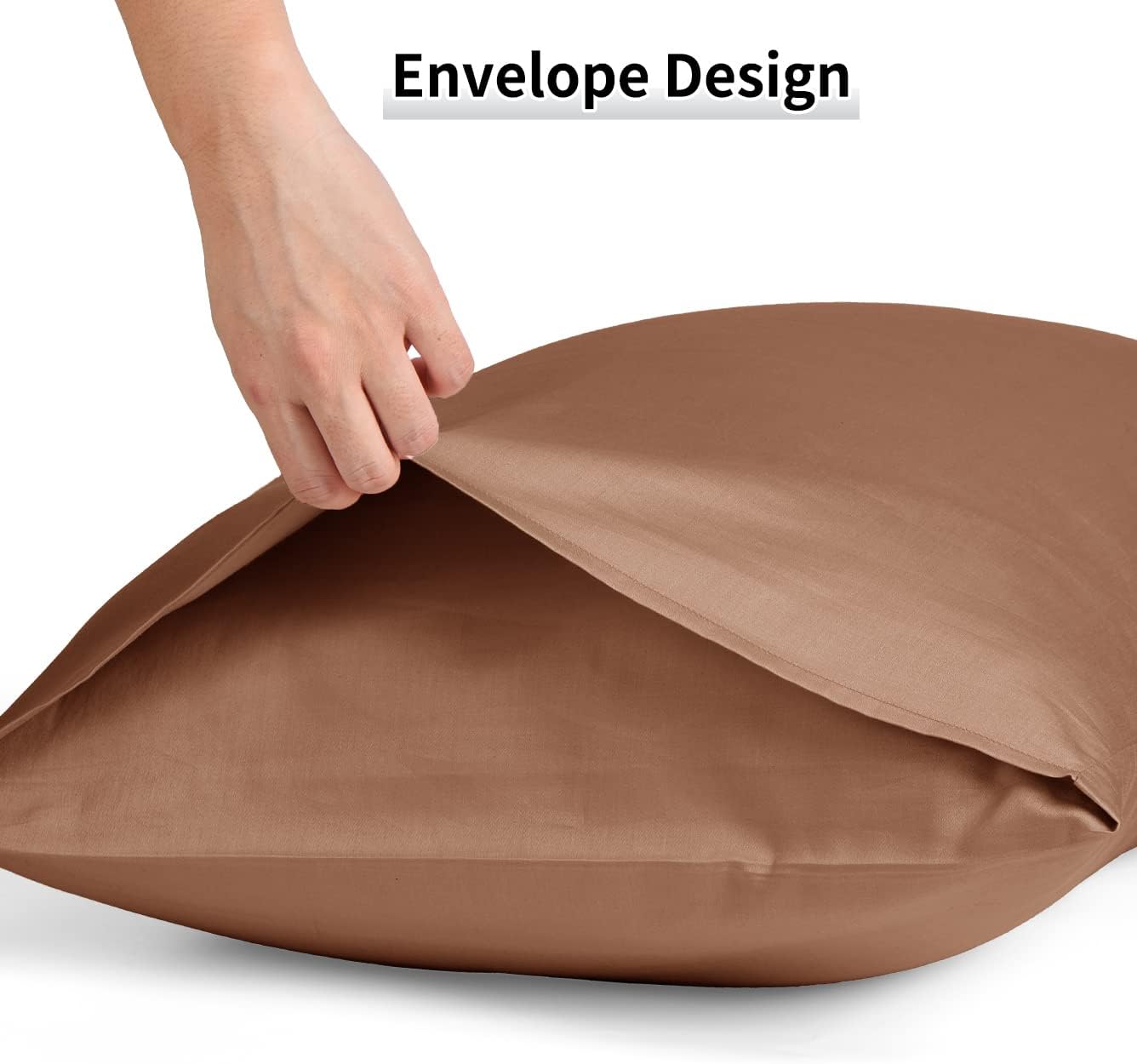 Warmstar Cotton Pillow Cases Standard Size Set of 2, 600 Thread Count Pillowcases 20x26 Inches, Soft Long Staple Cotton Pillowcases Breathable with Envelope Closure,Coffee Brown