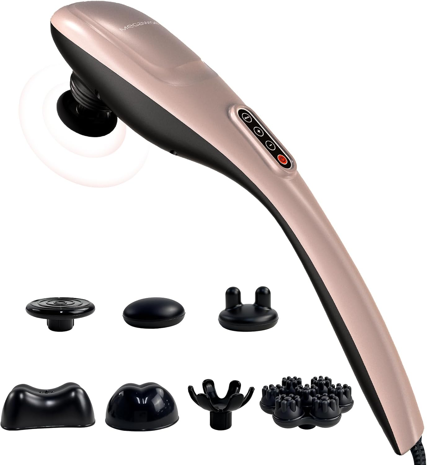 MEGAWISE Handheld Back Massager | Deep Tissue Percussion Massage for Back, Neck, Shoulders, Waist and Legs (Rose Gold)