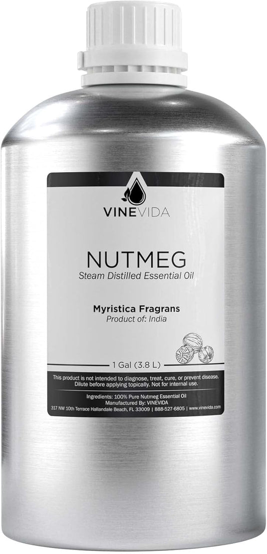 VINEVIDA Nutmeg Essential Oil - Gallon Nutmeg Oil Undiluted - Bulk Gallon Essential Oil for Soap Making & Candle Scents - 8 lbs