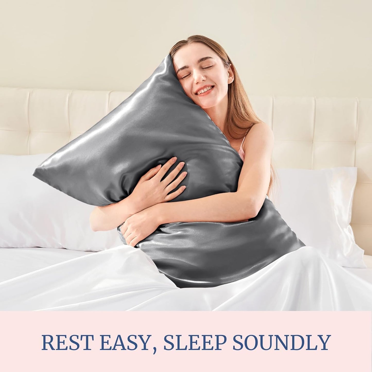 BEDELITE Satin Pillowcase for Hair and Skin, Super Soft and Cooling Similar to Silk Pillow Cases 2 Pack with Envelope Closure, Gift for Women Men(13"x18" Toddler Size, Dark Grey)