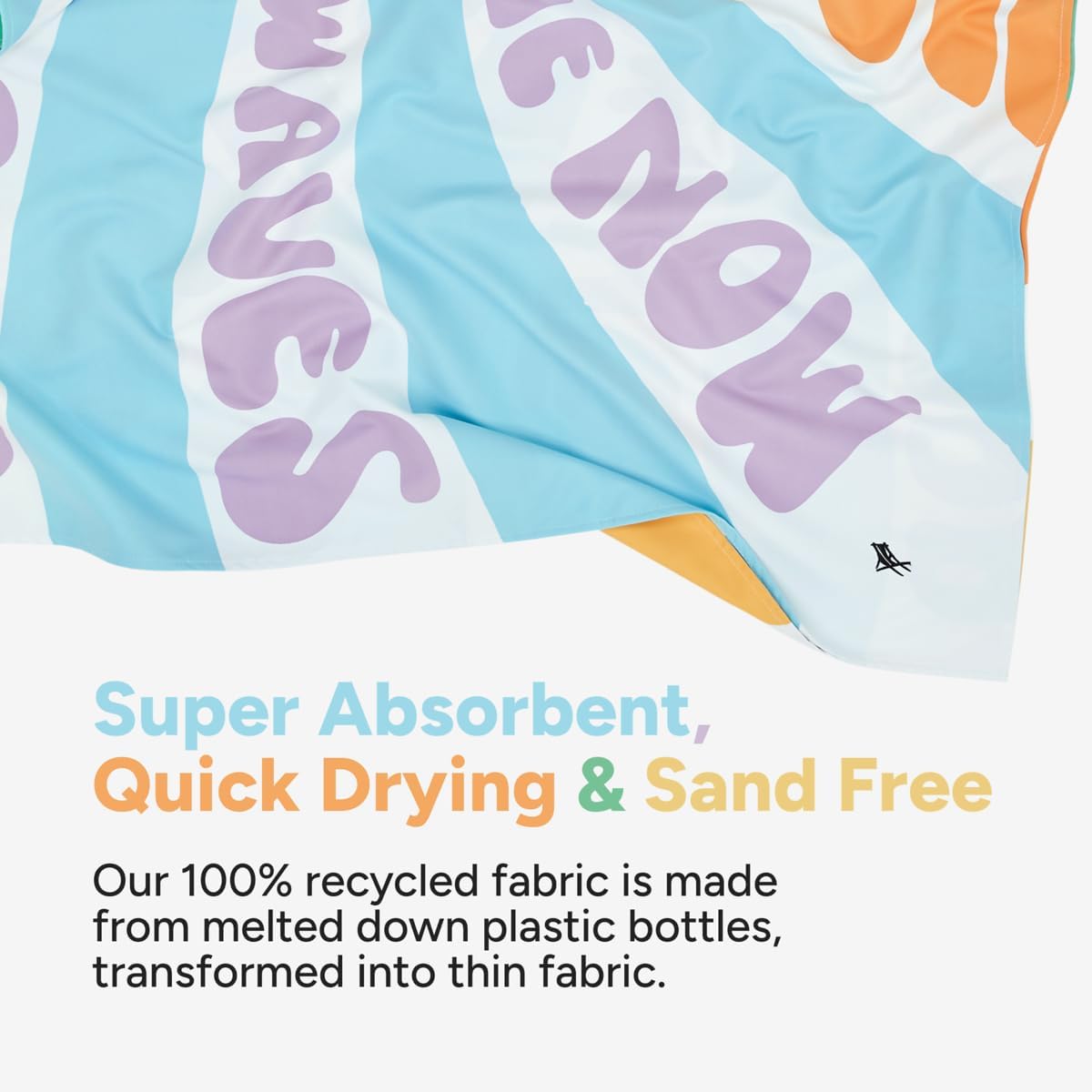 Dock & Bay Beach Towel - Quick Dry, Sand Free - Compact, Lightweight - 100% Recycled - Includes Bag - Vitamin Sea - Large (160x90cm, 63x35)