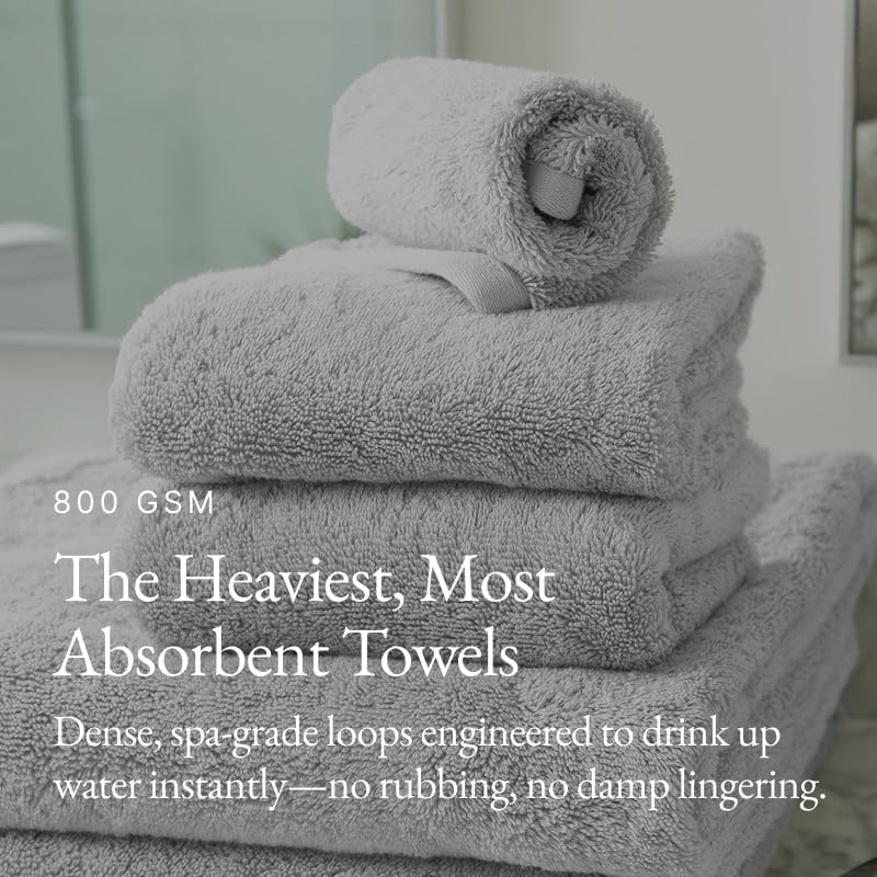 Italic Ultraplush 100% Australian Cotton Hand Towels - Set of 2 Luxury Hand Towels, Ultra Soft and Highly Absorbent 800GSM Towels for Bathroom,Shower, Hotel, and Spa (Light Gray)