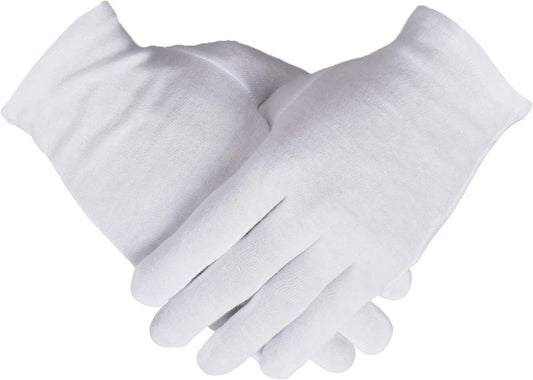 100% Cotton Women's Gloves - 10 Pairs, White, Dry Hands Eczema - Serving - Archival Coin Jewelry Inspection