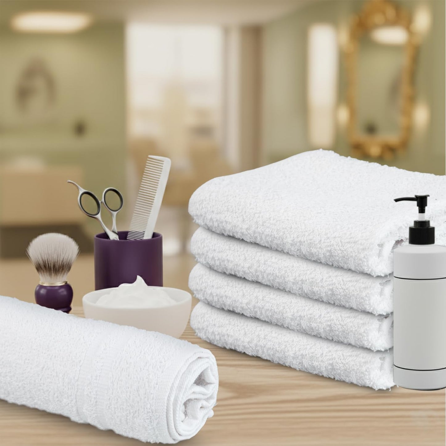 Hand Towels (Pack of 40) - White Economy Salon & Spa Towels - 100% Cotton, Highly Absorbable, 16 x 27 Inches