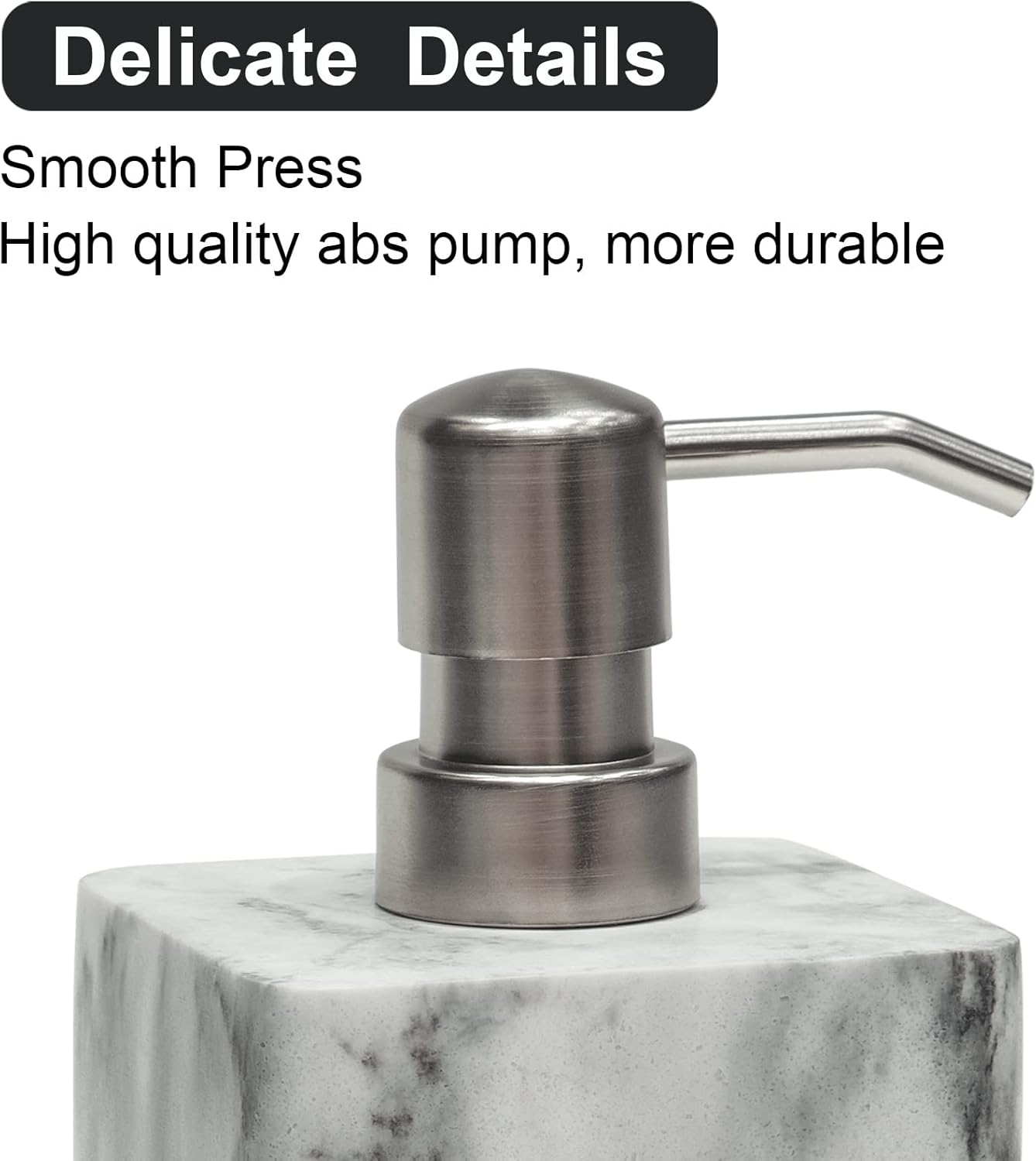 15Oz White Marble Style Resin Soap Dispenser Set of 2,Suanti Hand and Dish Soap Dispenser for Bathroom Counter&Kitchen Sink Decor,Refillable Soap Bottle with Easy-Press Pump for Liquid Soap or Lotion