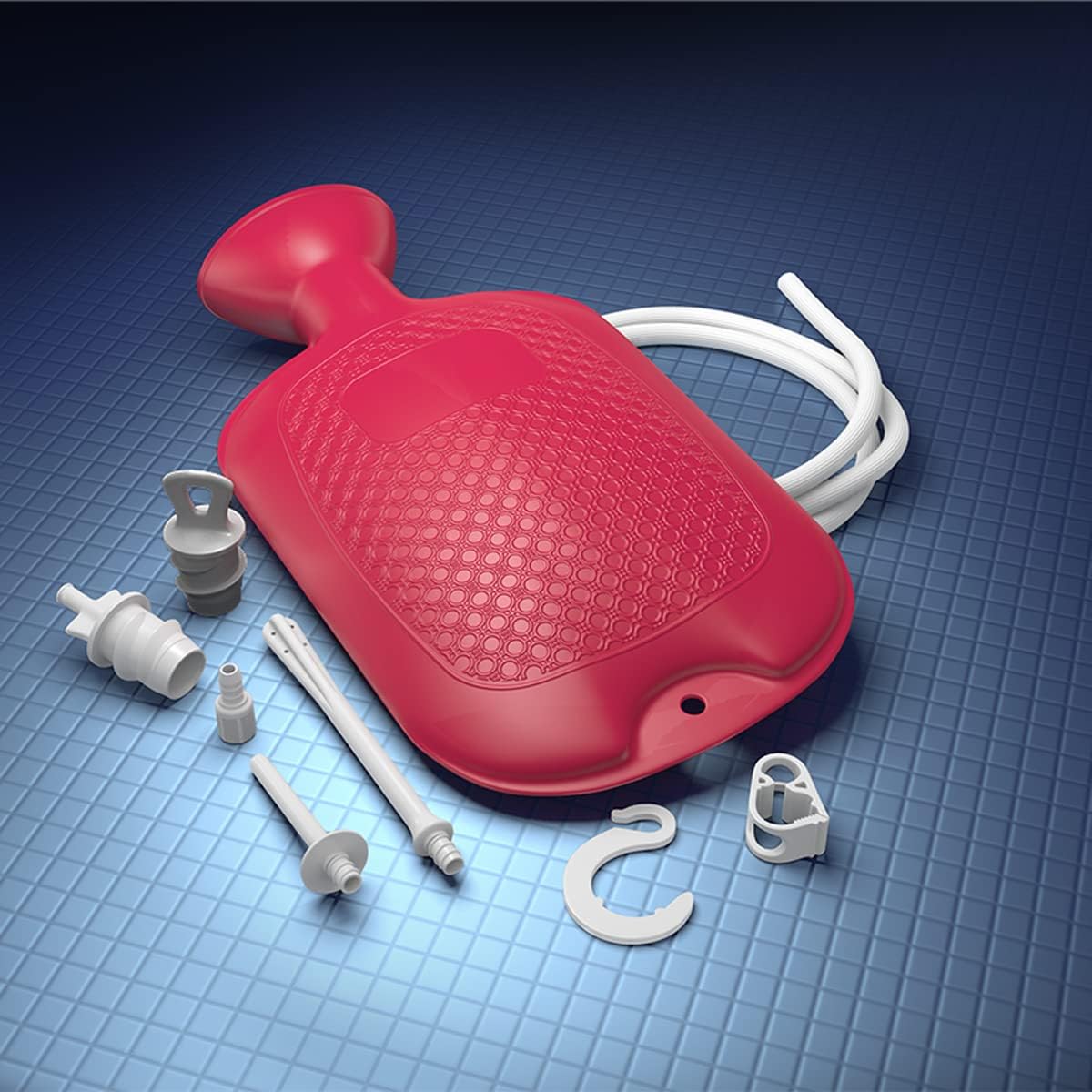 Flents Douche and Enema Combination Kit for Men and Women, Large Capacity, Multipurpose Cleaning System for Personal Hygiene, Colon Detox Cleanse, Made with Comfortable Material, Red (1.66 L)