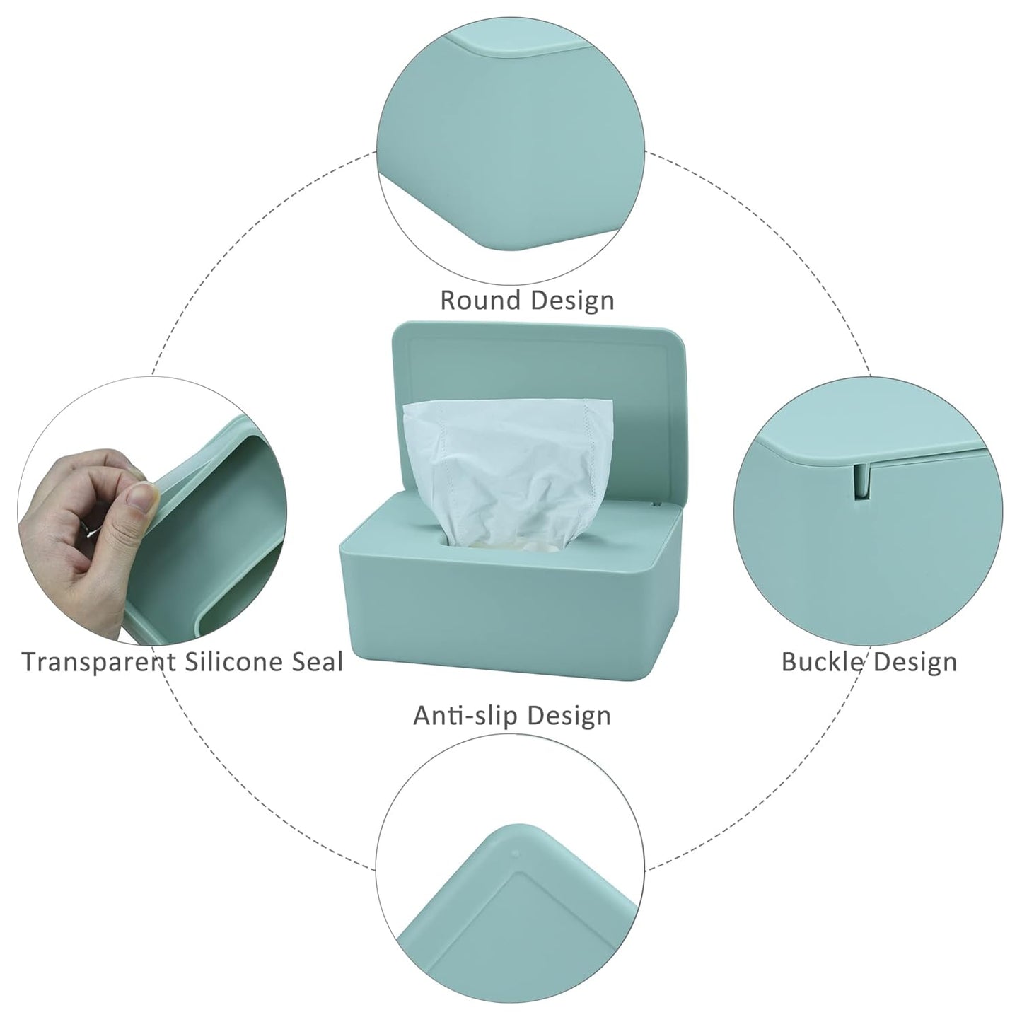 Diaper Wipes Dispenser, Baby Wipes Case, Baby Wipe Holder Keeps Diaper Wipes Fresh, Wipe Container with Non-Slip Feet (Green)