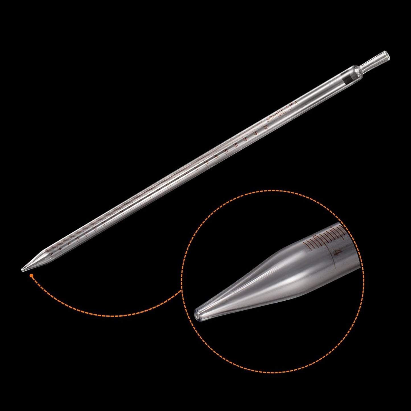 PATIKIL Graduated Dropper Pipettes, 1 Pcs 50ml Reusable Borosilicate Glass Pipette for Transfer Liquid for Laboratory, Chemistry, Clear