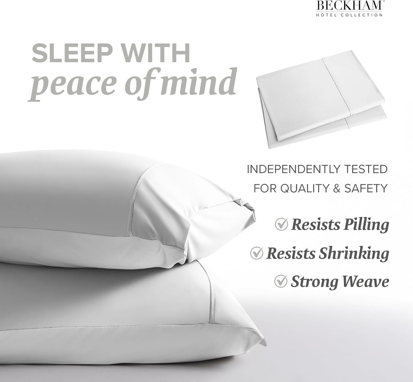 Beckham Hotel Collection Cooling Pillowcases for Hot Sleepers, King Size Set of 2, Cool Bedding, Envelop Closure, Silky Soft, Breathable, Moisture-Wicking, White