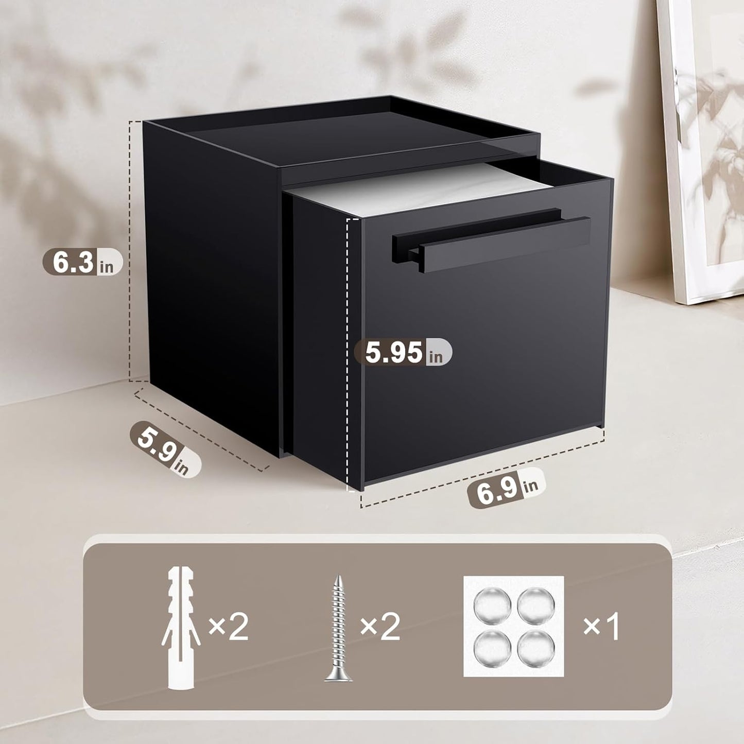 Disposable Face Towel Storage Box Compatible with Clean Skin Club Clean Towel XL Acrylic Cosmetic Organizer Container Box Facial Towels Holder with Drawer Wall-Mounted (Glossy Black)