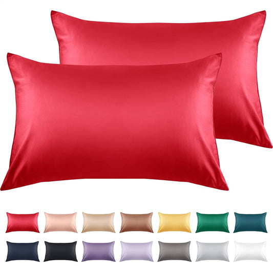 Warmstar Cotton Pillow Cases Queen Size Set of 2, 600 Thread Count Pillowcases 20x30 Inches, Soft Long Staple Cotton Pillowcases Breathable with Envelope Closure,Wine Red