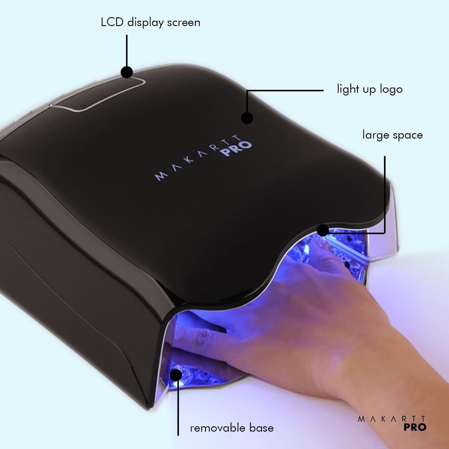 MakarttPro LuxuriaPro 98W Professional UV LED Nail Lamp | 42 Powerful LEDs for Fast and Efficient Curing Gel Nails | Rechargeable 5200mA Lithium Battery | Cordless Nail Dryer (Luxe Black)