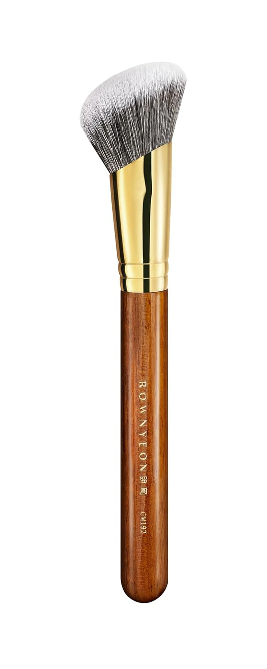 Desert Oak Series SlopeBlur Stipple Brush - Angled Nylon Bristles for Seamless Cream/Liquid/Powder Blending, Contour & Blush Application, Bubinga Handle (CM 192)