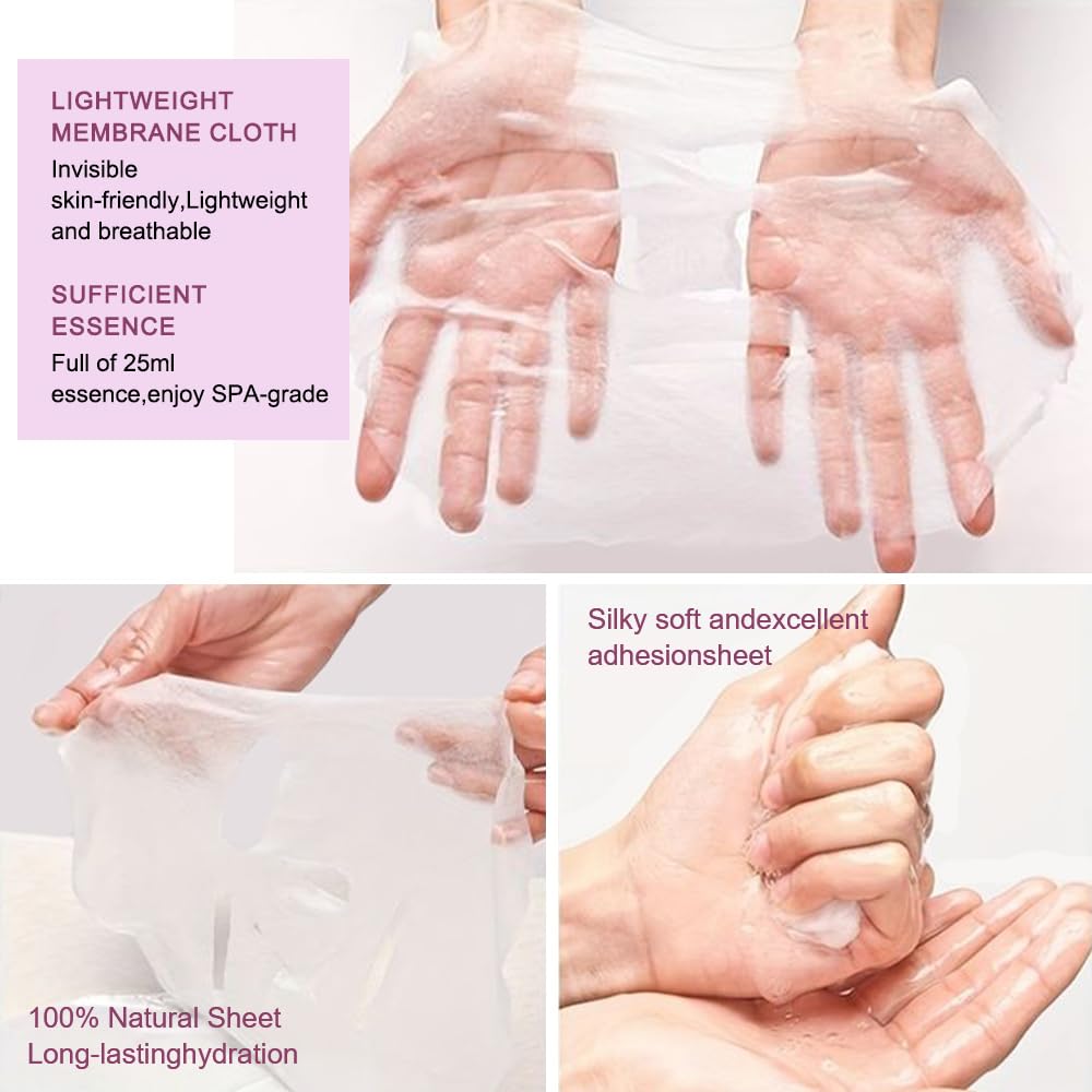 8 Pack Rose Face Mask,Pink Face Masks Spa Day kit Supplies for Teens Girls Women,Sheet Facial Mask Skincare for Kids Gifts Set,Hydrate Nourish Soothe for All Skin Types,Spa Party Favors