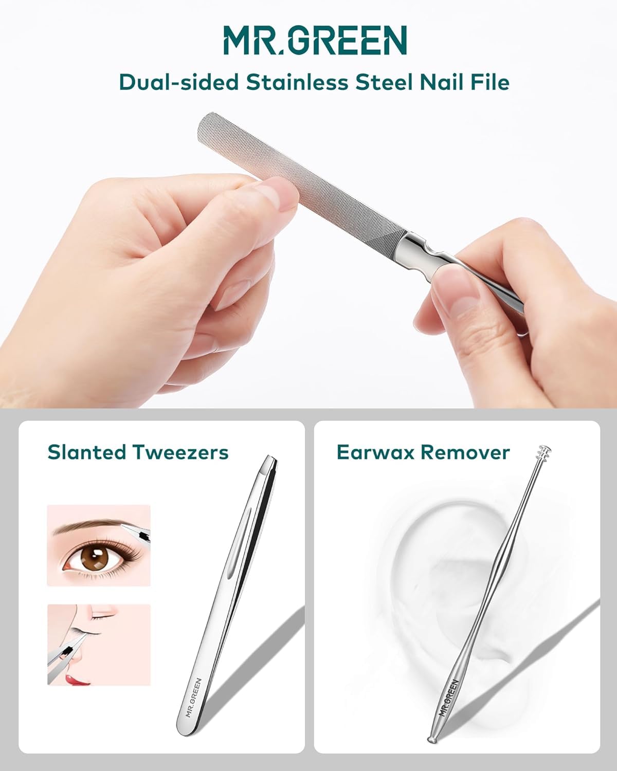 MR.GREEN 12-in-1 Manicure & Pedicure Set – Professional German Stainless Steel Nail Clippers,Cuticle Tools & Nail Care Kit, Travel Grooming Kit for Men & Women with Leather Case (Caramel Brown))