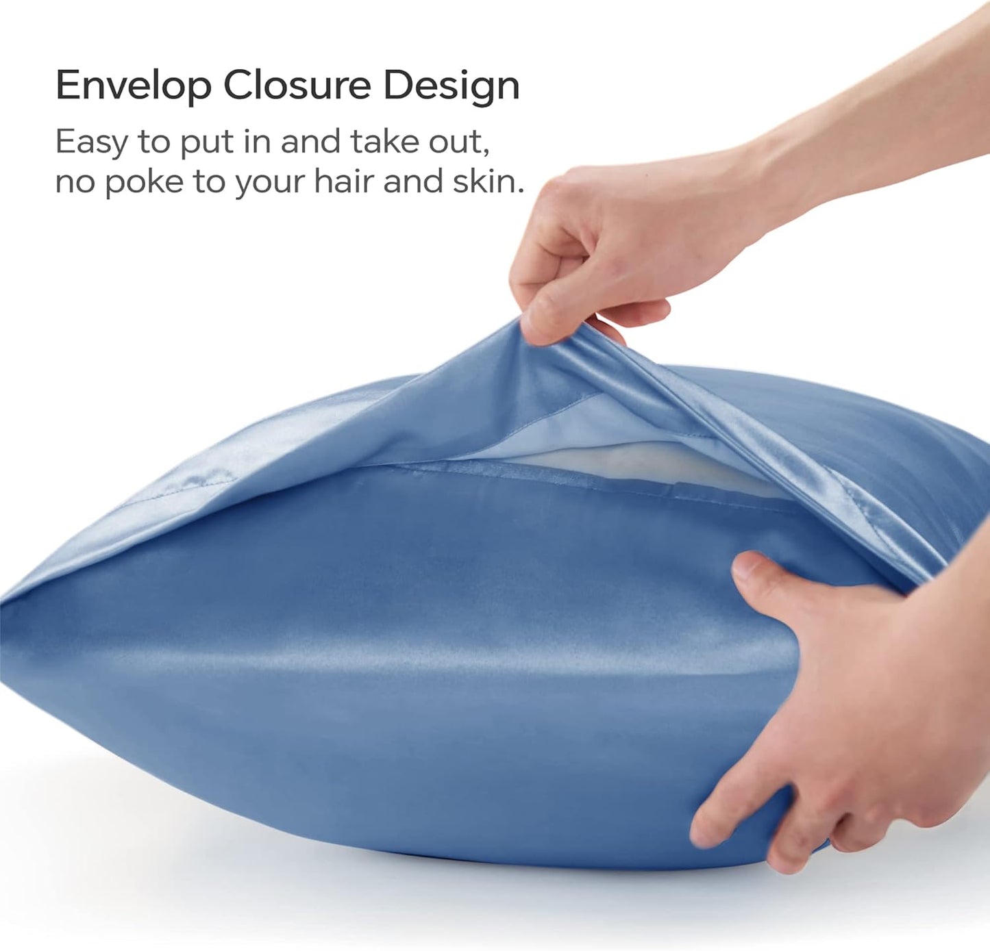 BEDELITE Satin Body Pillow Cover, Super Soft and Cooling Body Pillow Pillowcase for Hair and Skin, Breathable Silky Full Long Pillowcase Cover(20"x54", Airy Blue)