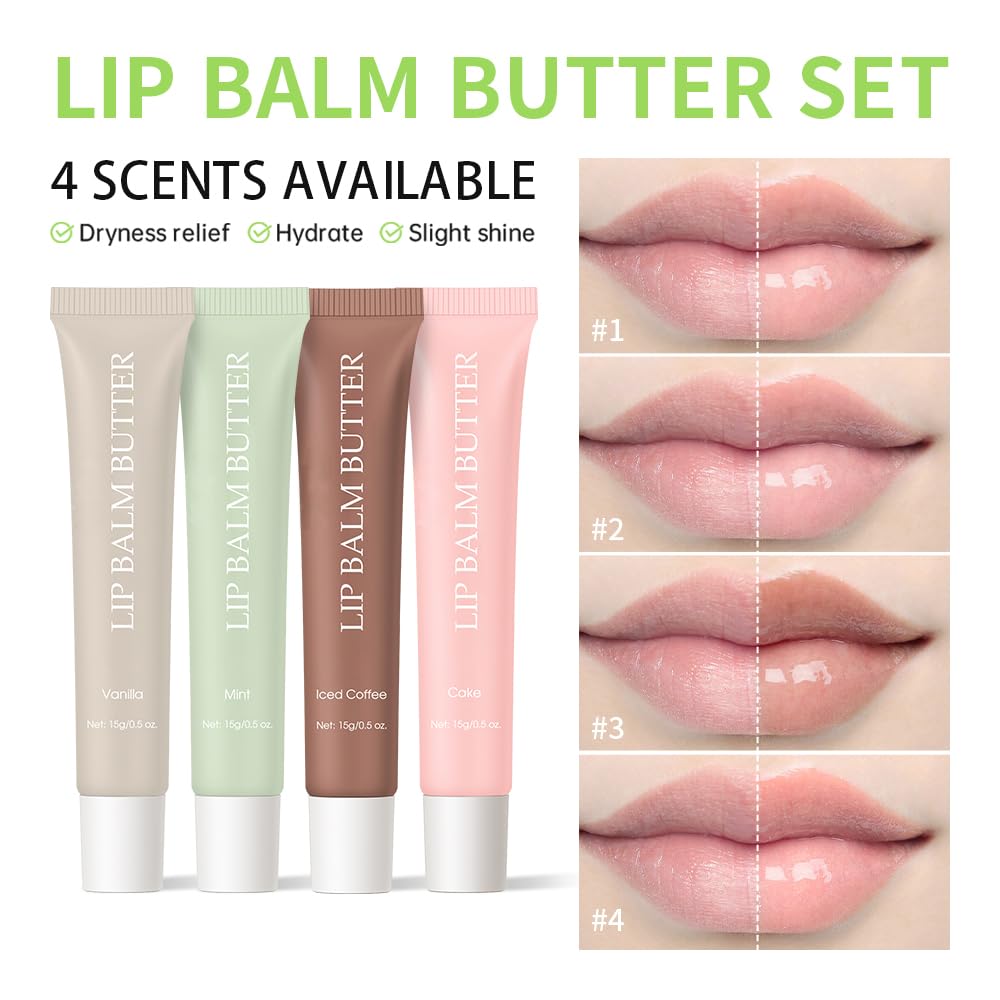 Summer Lip Glossy Butter Lip Balm, Lip Gloss Set, Soothing Lip Skincare, Instant Moisture, Lightweight, Nourish, Hydrate, Moisturizing Tint, Non-Sticky, Long-lasting.
