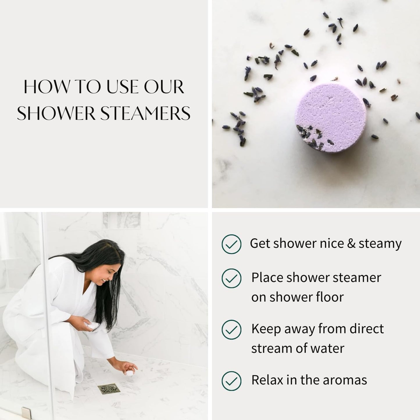 Thulisa Naturals Lavender Shower Steamers Aromatherapy | Organic Shower Bombs with Essential Oils | Self Care Christmas Birthday & Spa Gifts for Women & Men | Stocking Stuffers | 4 Pack