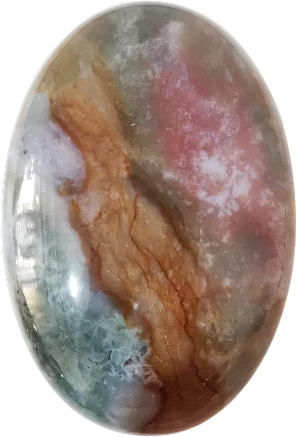 Natural India Agate Oval Polished Worry Stones, Healing Crystal Indoor Fountain Stones Massage Energy Anxiety Relief Items