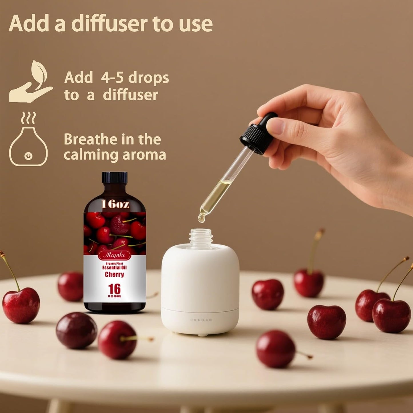 Cherry Fragrance Oil-Cherry Essential Oil 16.33oz (490ml)-100% Pure Natural Scent for Diffusers, Candles, Soap Making & Aromatherapy | Relaxing Home & Gift Essential Oil for Bath, Massage