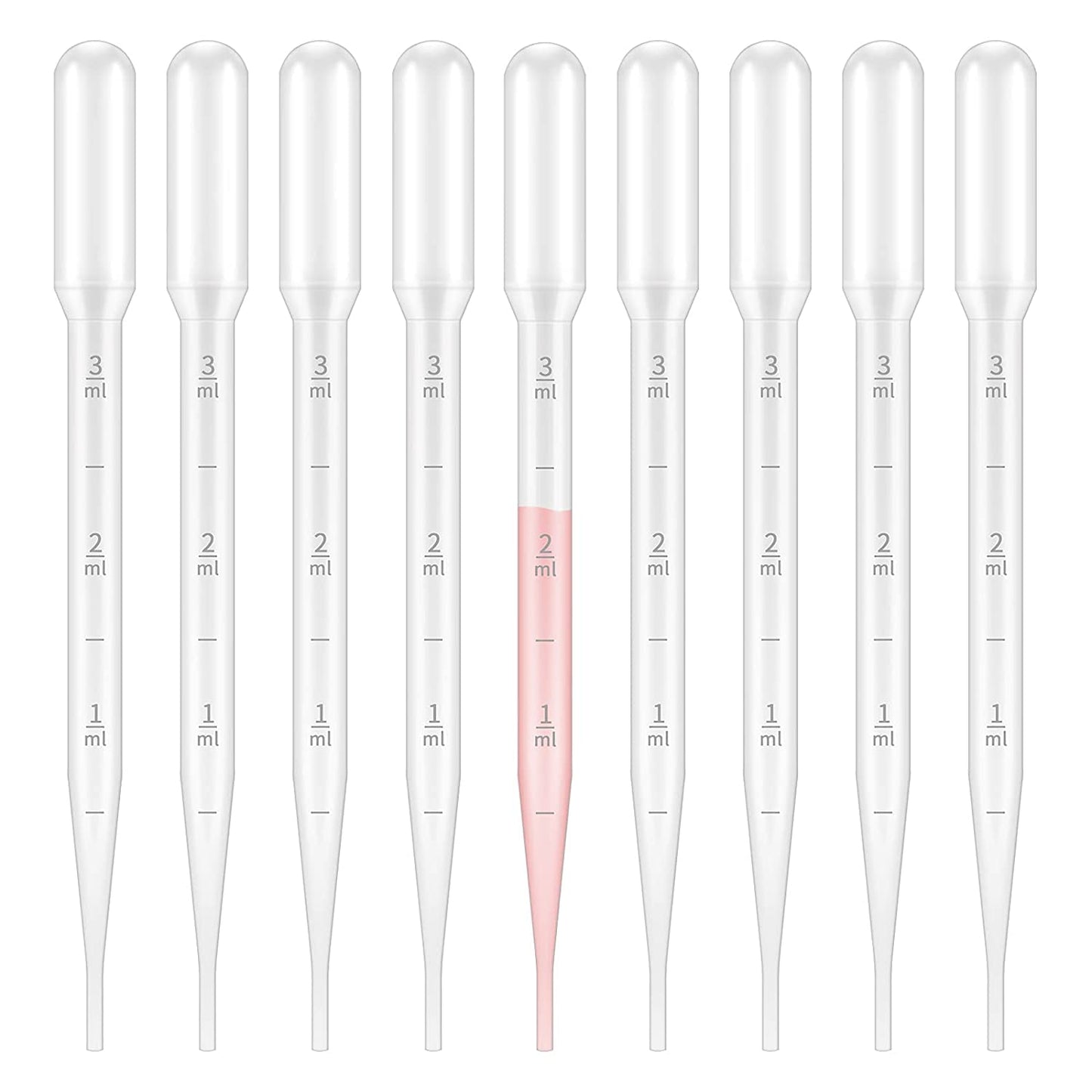 G2PLUS 200PCS 3ml Disposable Plastic Transfer Pipettes, Calibrated Pipettes Dropper for Liquid, Science Laboratory, Essential Oils, Experiment, Make up Tool