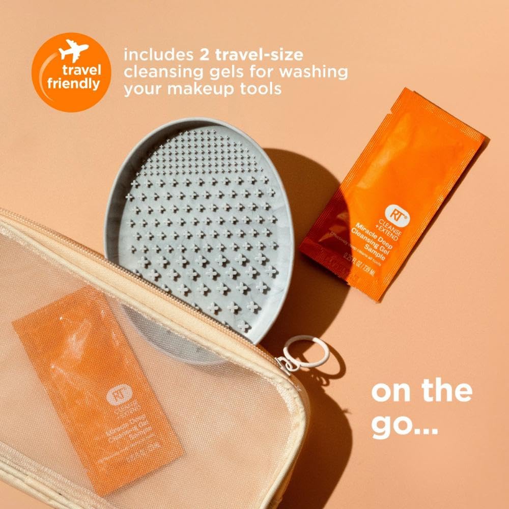 Real Techniques Miracle Brush Cleansing Palette, Makeup Brush Cleaner For Deep Cleaning, Use With Makeup Brush Shampoo, Silicone Ridges & Easy Grip, Includes Cleansing Gel, Cruelty-Free, 3 Count