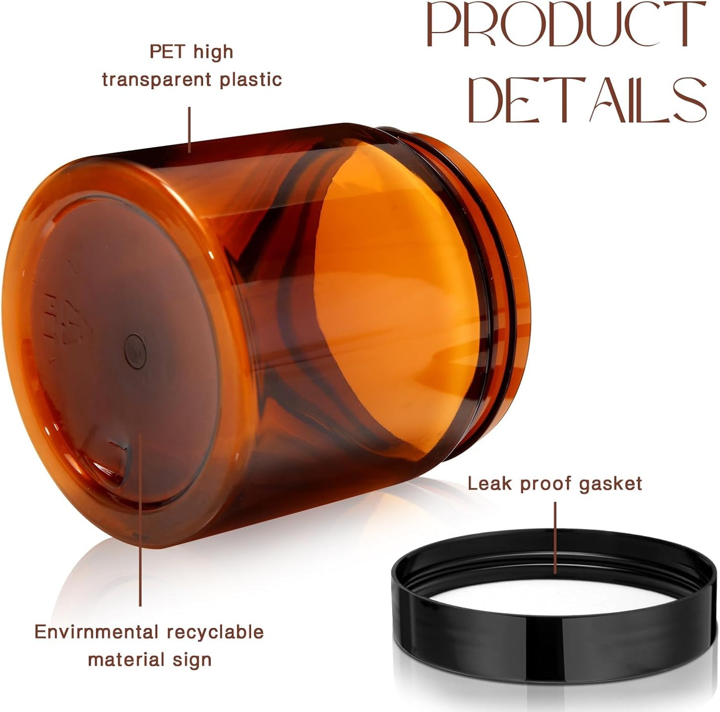 SATINIOR 12 Pack 8 oz Plastic Container Jars with Lids Round Clear Travel Cosmetic Container Slime Jars for Toiletries, Lotion, Cream, Ointments, Makeup, Rhinestone, Samples, Kitchen Storage(Amber)