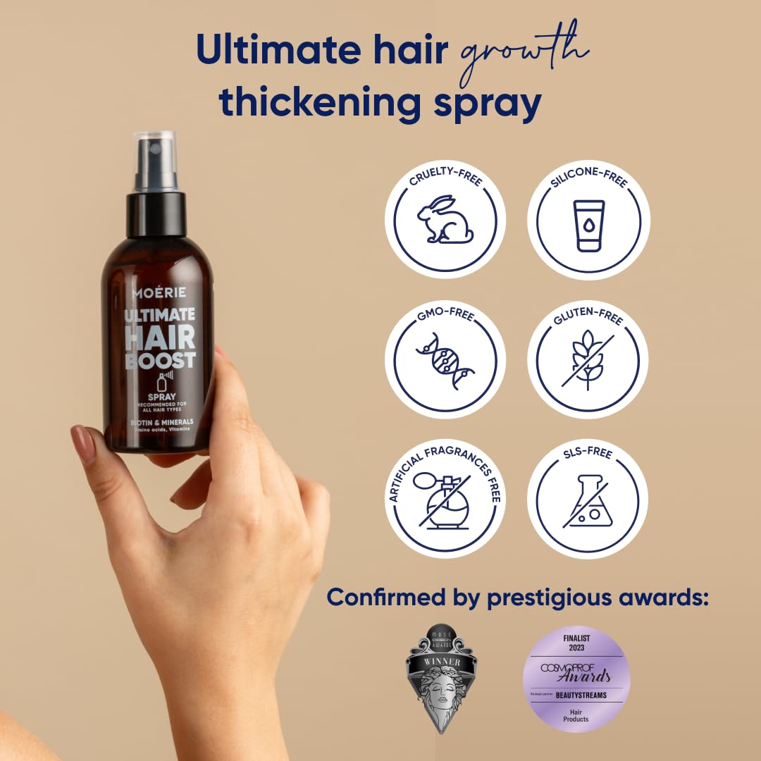 Moerie Ultimate Hair Boost Spray Designed to Strengthen Hair & Restore Scalp Health - 100% Natural Hair Serum for Hair Boost with over 100 Minerals, Vitamins & Amino acids - Fresh Scent - Double Pack