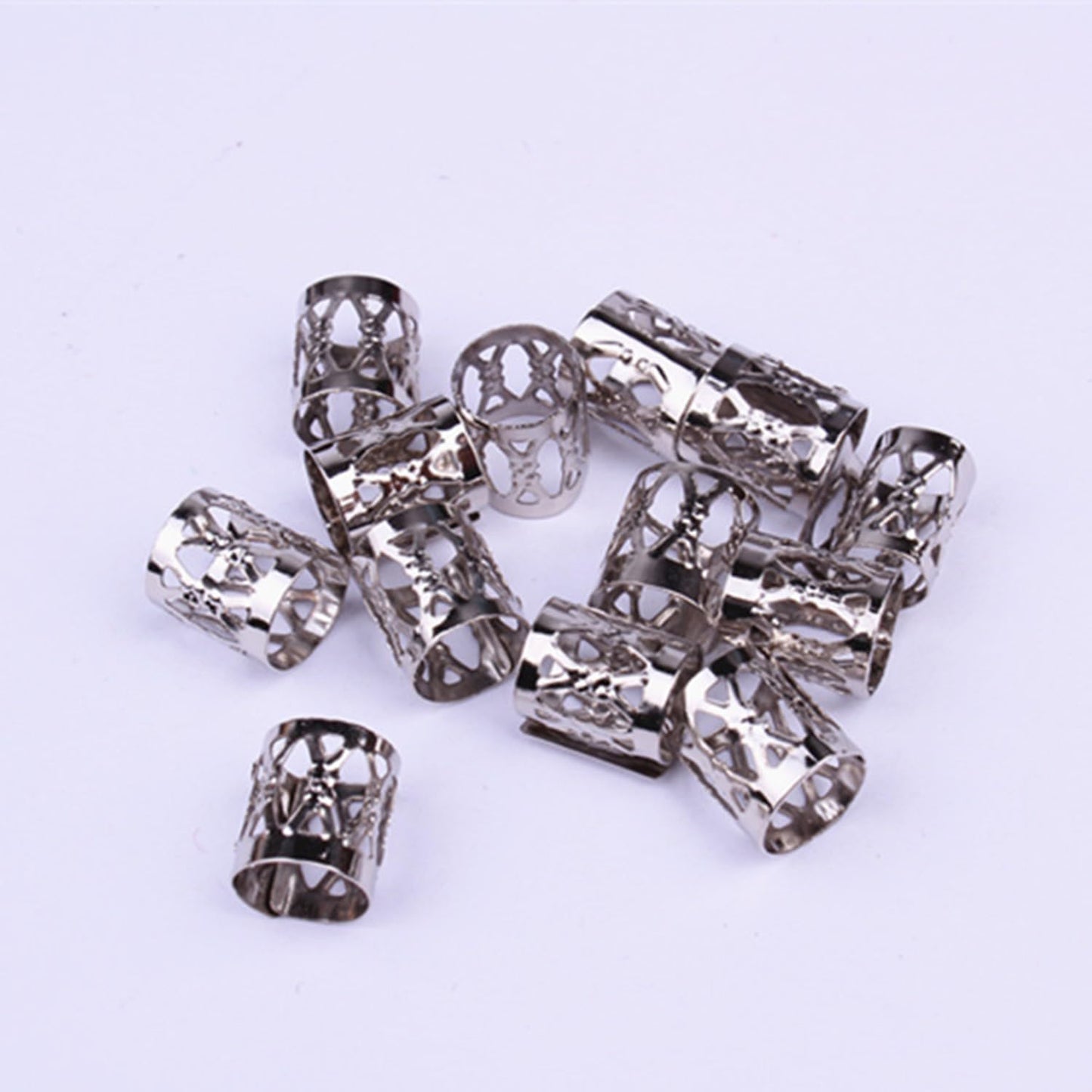 SEVENHEAD 50 Pcs Dreadlock Beads Hair Accessories Hair Rings Adjustable Cuffs Braiding Hair Decoration Clips Metal Hair Decoration for Braids(Black)