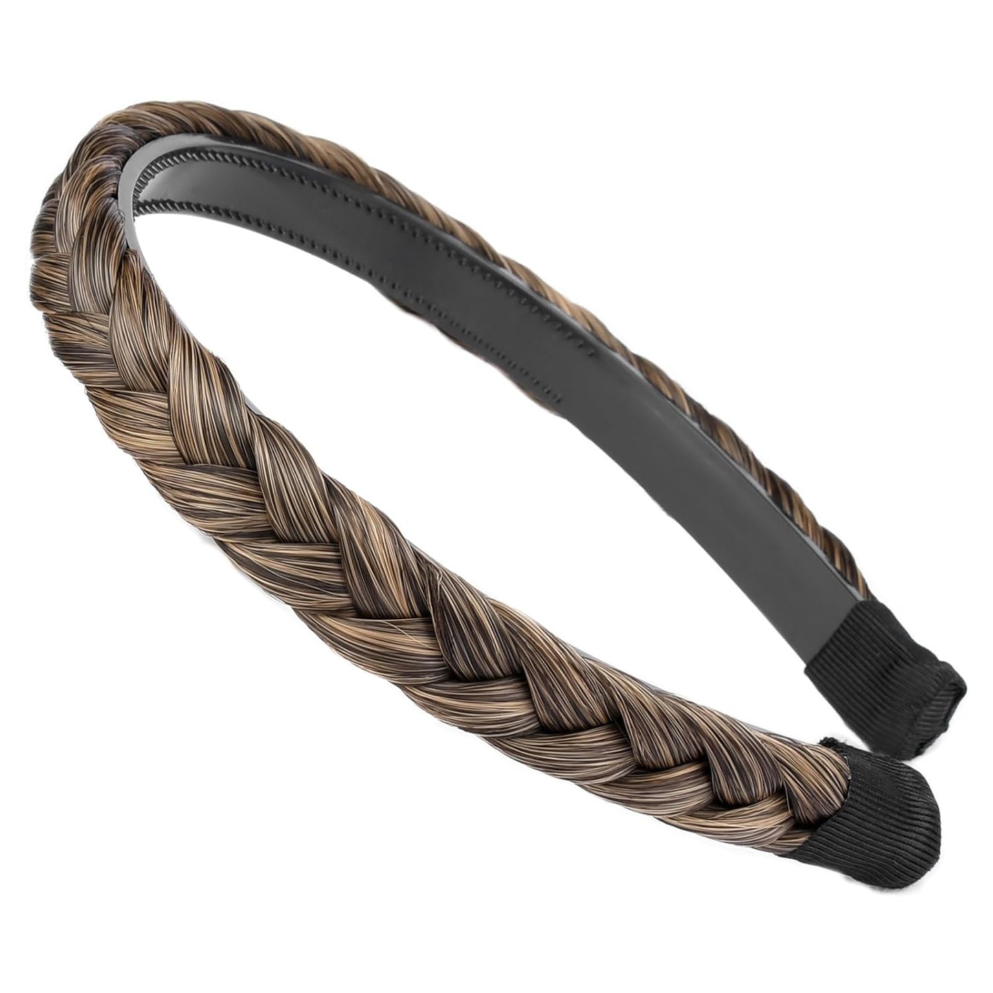 DIGUAN Width 0.9 inches Synthetic Hair Plaited Headband Braid With Teeth Hair Band Accessories for Women Girl (Dark Golden Brown)