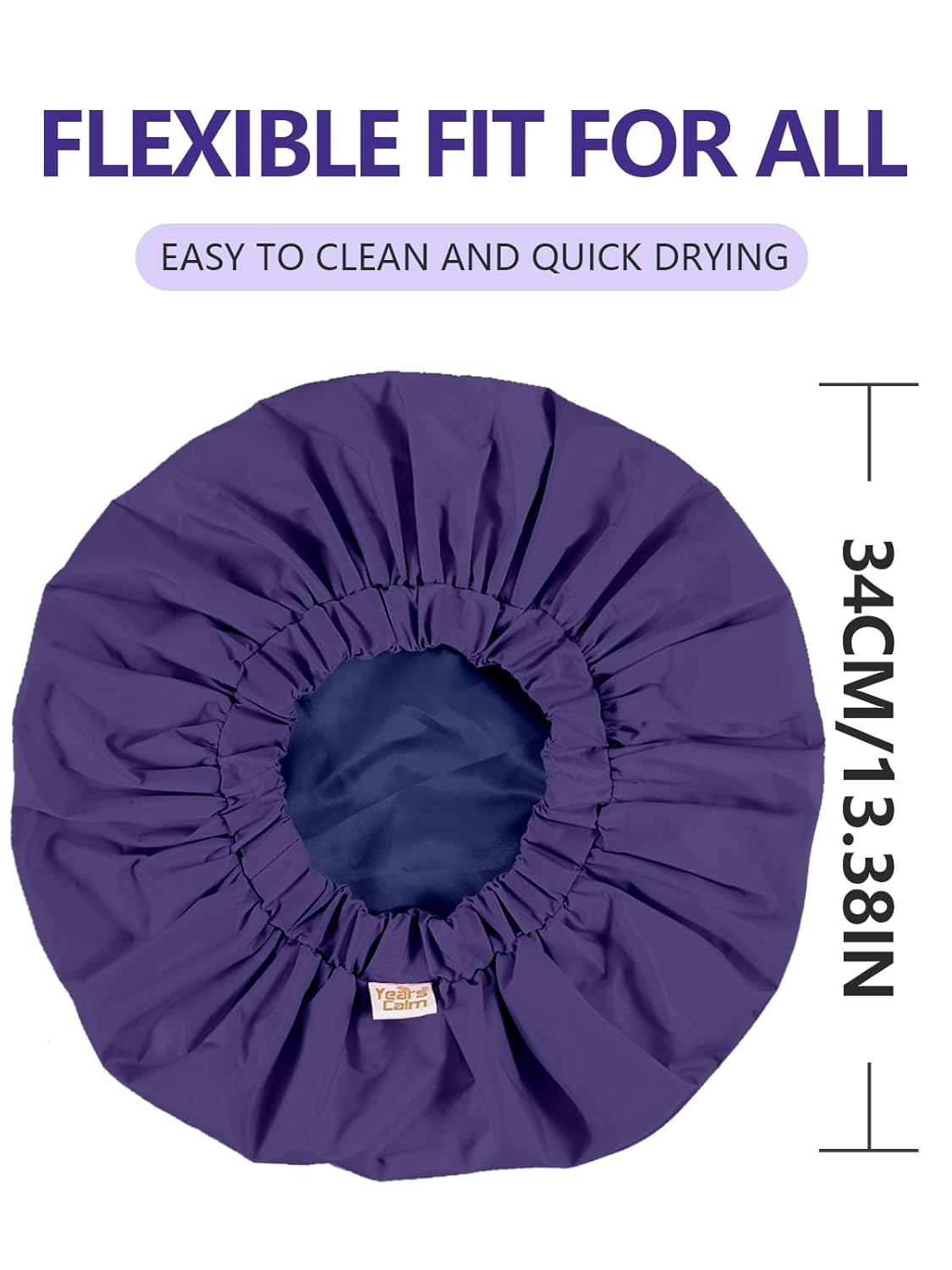 Years calm Reusable Waterproof Shower Caps for Women, Hair Caps for Showers, Double-Layer Elastic Design, for All Hairstyles, Travel-Friendly (Dark Blue)