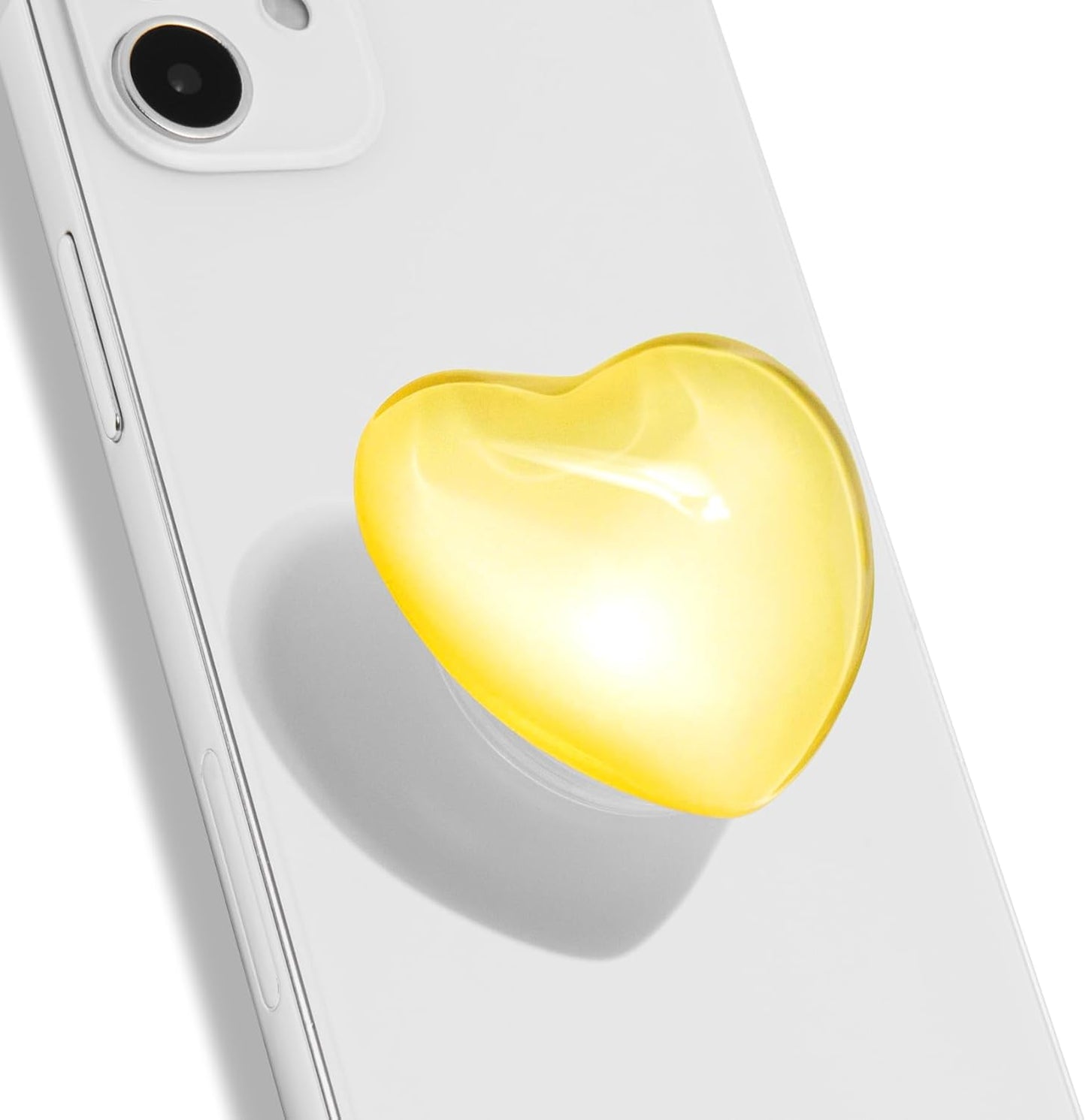 OnTheGrip Cute Glass Heart Design Collapsible Expandible Mobile Phone Grip Stand Holder for Smartphone Tablet Cell Phone Accessory (Yellow)